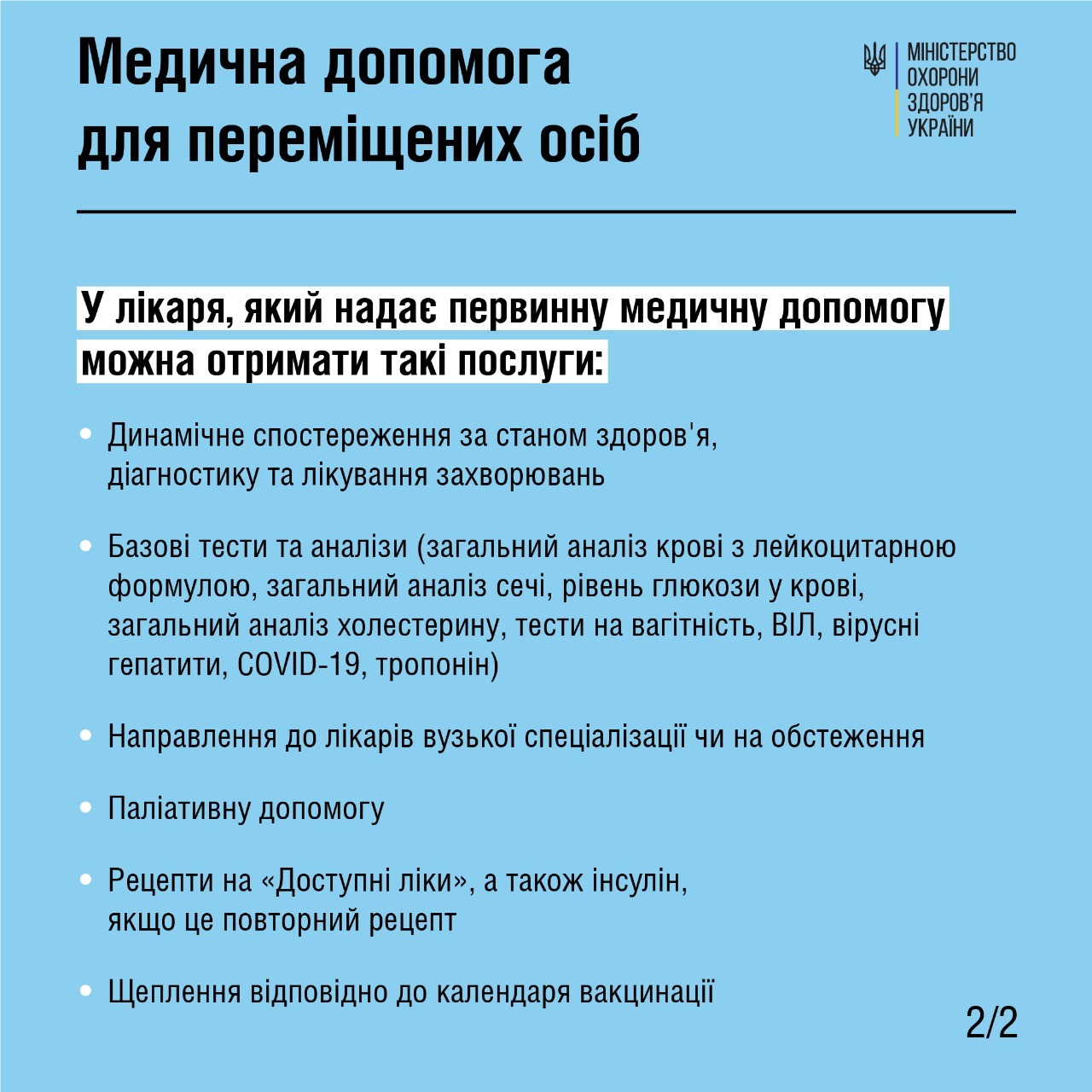 Медична допомога для переміщених осіб