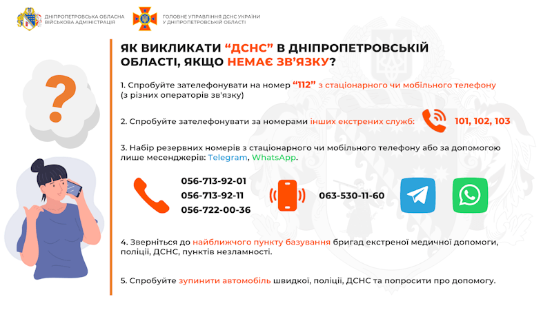ЯК ВИКЛИКАТИ ЕКСТРЕНІ СЛУЖБИ В ДНІПРОПЕТРОВСЬКІЙ ОБЛАСТІ, ЯКЩО НЕМАЄ ЗВ’ЯЗКУ?